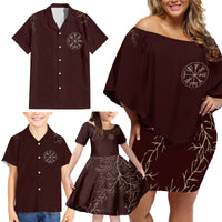 Viking Family Matching Off Shoulder Short Dress and Hawaiian Shirt Yggdrasil Pattern And Ancient Rune - Wonder Print Shop