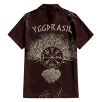 Viking Family Matching Off Shoulder Short Dress and Hawaiian Shirt Yggdrasil Pattern And Ancient Rune - Wonder Print Shop