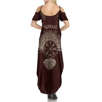 Viking Family Matching Summer Maxi Dress and Hawaiian Shirt Yggdrasil Pattern And Ancient Rune - Wonder Print Shop