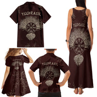 Viking Family Matching Tank Maxi Dress and Hawaiian Shirt Yggdrasil Pattern And Ancient Rune - Wonder Print Shop