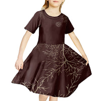 Viking Kid Short Sleeve Dress Yggdrasil Pattern And Ancient Rune - Wonder Print Shop