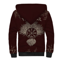 Viking Sherpa Hoodie Yggdrasil Pattern And Ancient Rune - Wonder Print Shop