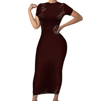 Viking Short Sleeve Bodycon Dress Yggdrasil Pattern And Ancient Rune - Wonder Print Shop