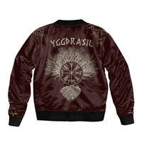 Viking Sleeve Zip Bomber Jacket Yggdrasil Pattern And Ancient Rune - Wonder Print Shop
