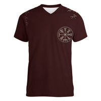 Viking Women V Neck T Shirt Yggdrasil Pattern And Ancient Rune - Wonder Print Shop