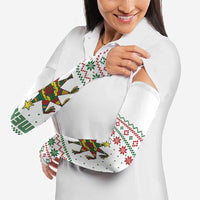 Mexico Christmas Arm Sleeves with Piñata Star Design and Red Green Snowflake Pattern - Wonder Print Shop