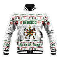 Mexico Christmas Baseball Jacket with Piñata Star Design and Red Green Snowflake Pattern - Wonder Print Shop
