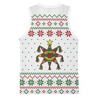 Mexico Christmas Basketball Jersey with Piñata Star Design and Red Green Snowflake Pattern - Wonder Print Shop