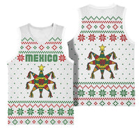Mexico Christmas Basketball Jersey with Piñata Star Design and Red Green Snowflake Pattern - Wonder Print Shop