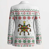 Mexico Christmas Blazer with Piñata Star Design and Red Green Snowflake Pattern - Wonder Print Shop