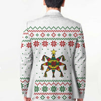 Mexico Christmas Blazer with Piñata Star Design and Red Green Snowflake Pattern - Wonder Print Shop