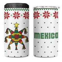 Mexico Christmas 4 in 1 Can Cooler Tumbler with Piñata Star Design and Red Green Snowflake Pattern - Wonder Print Shop