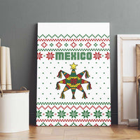 Mexico Christmas Canvas Wall Art with Piñata Star Design and Red Green Snowflake Pattern - Wonder Print Shop