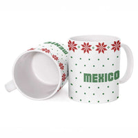 Mexico Christmas Ceramic Mug with Piñata Star Design and Red Green Snowflake Pattern - Wonder Print Shop