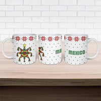 Mexico Christmas Ceramic Mug with Piñata Star Design and Red Green Snowflake Pattern - Wonder Print Shop