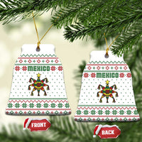 Mexico Christmas Ceramic Ornament with Piñata Star Design and Red Green Snowflake Pattern - Wonder Print Shop