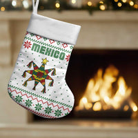 Mexico Christmas Stocking with Piñata Star Design and Red Green Snowflake Pattern - Wonder Print Shop