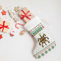 Mexico Christmas Stocking with Piñata Star Design and Red Green Snowflake Pattern - Wonder Print Shop