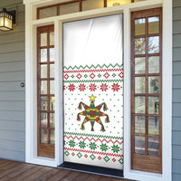 Mexico Christmas Door Cover with Piñata Star Design and Red Green Snowflake Pattern - Wonder Print Shop