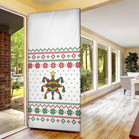 Mexico Christmas Door Cover with Piñata Star Design and Red Green Snowflake Pattern - Wonder Print Shop