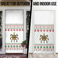 Mexico Christmas Door Cover with Piñata Star Design and Red Green Snowflake Pattern - Wonder Print Shop