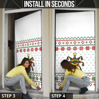 Mexico Christmas Door Cover with Piñata Star Design and Red Green Snowflake Pattern - Wonder Print Shop