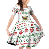 Mexico Christmas Family Matching Off Shoulder Short Dress and Hawaiian Shirt with Piñata Star Design and Red Green Snowflake Pattern - Wonder Print Shop