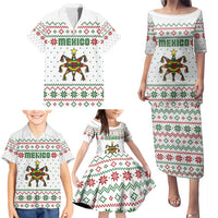 Mexico Christmas Family Matching Puletasi and Hawaiian Shirt with Piñata Star Design and Red Green Snowflake Pattern - Wonder Print Shop