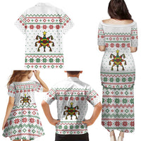 Mexico Christmas Family Matching Puletasi and Hawaiian Shirt with Piñata Star Design and Red Green Snowflake Pattern - Wonder Print Shop