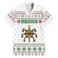 Mexico Christmas Family Matching Short Sleeve Bodycon Dress and Hawaiian Shirt with Piñata Star Design and Red Green Snowflake Pattern - Wonder Print Shop