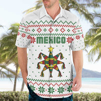 Mexico Christmas Hawaiian Shirt with Piñata Star Design and Red Green Snowflake Pattern - Wonder Print Shop