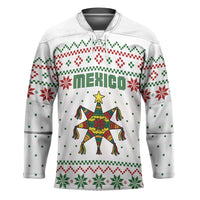 Mexico Christmas Hockey Jersey with Piñata Star Design and Red Green Snowflake Pattern - Wonder Print Shop