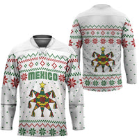 Mexico Christmas Hockey Jersey with Piñata Star Design and Red Green Snowflake Pattern - Wonder Print Shop