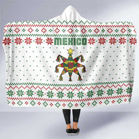 Mexico Christmas Hooded Blanket with Piñata Star Design and Red Green Snowflake Pattern - Wonder Print Shop