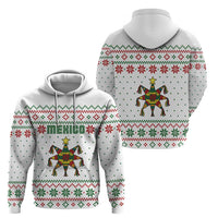 Mexico Christmas Hoodie with Piñata Star Design and Red Green Snowflake Pattern - Wonder Print Shop
