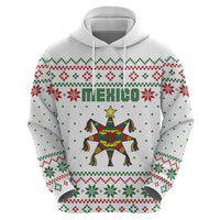 Mexico Christmas Hoodie with Piñata Star Design and Red Green Snowflake Pattern - Wonder Print Shop