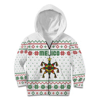 Mexico Christmas Kid Hoodie with Piñata Star Design and Red Green Snowflake Pattern - Wonder Print Shop