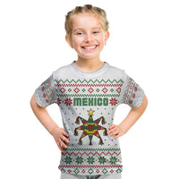 Mexico Christmas Kid T Shirt with Piñata Star Design and Red Green Snowflake Pattern - Wonder Print Shop