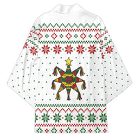 Mexico Christmas Kimono with Piñata Star Design and Red Green Snowflake Pattern - Wonder Print Shop