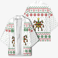 Mexico Christmas Kimono with Piñata Star Design and Red Green Snowflake Pattern - Wonder Print Shop