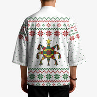 Mexico Christmas Kimono with Piñata Star Design and Red Green Snowflake Pattern - Wonder Print Shop