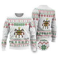 Mexico Christmas Ugly Christmas Sweater with Piñata Star Design and Red Green Snowflake Pattern - Wonder Print Shop