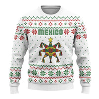 Mexico Christmas Ugly Christmas Sweater with Piñata Star Design and Red Green Snowflake Pattern - Wonder Print Shop