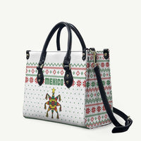 Mexico Christmas Leather Bag with Piñata Star Design and Red Green Snowflake Pattern - Wonder Print Shop
