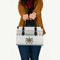 Mexico Christmas Leather Bag with Piñata Star Design and Red Green Snowflake Pattern - Wonder Print Shop