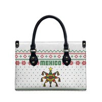 Mexico Christmas Leather Bag with Piñata Star Design and Red Green Snowflake Pattern - Wonder Print Shop