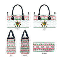 Mexico Christmas Leather Bag with Piñata Star Design and Red Green Snowflake Pattern - Wonder Print Shop