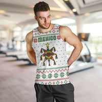 Mexico Christmas Men Tank Top with Piñata Star Design and Red Green Snowflake Pattern - Wonder Print Shop