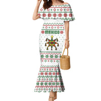 Mexico Christmas Mermaid Dress with Piñata Star Design and Red Green Snowflake Pattern - Wonder Print Shop