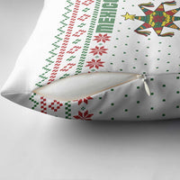 Mexico Christmas Pillow Cover with Piñata Star Design and Red Green Snowflake Pattern - Wonder Print Shop